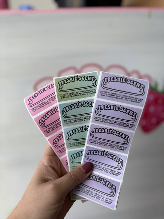 Freshie Scent and Care Instruction Labels